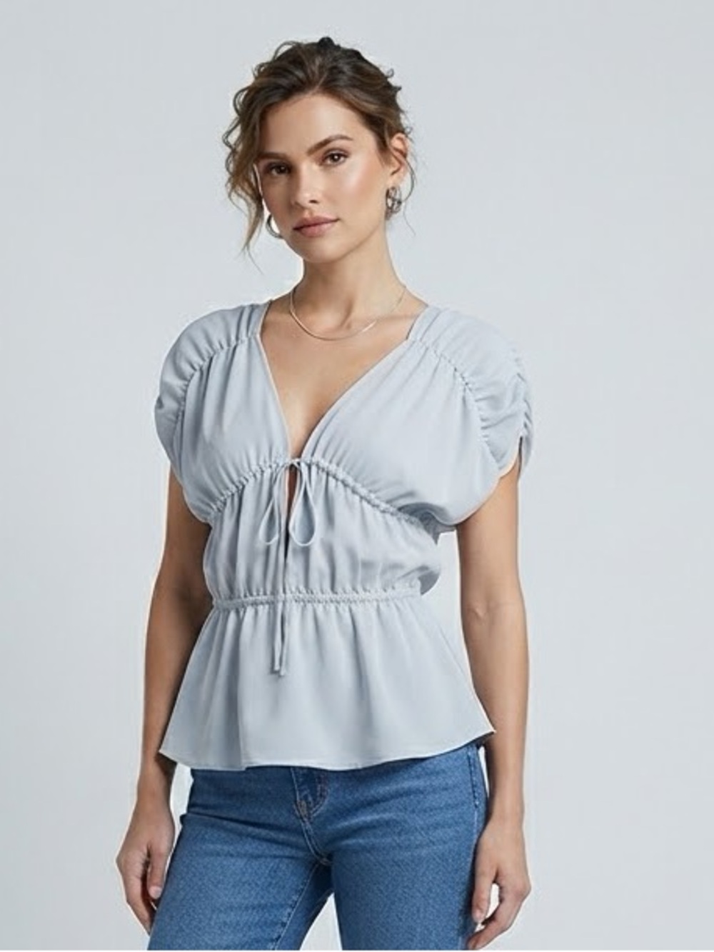 WeWoreWhat Gathered Short Cap Sleeve Top